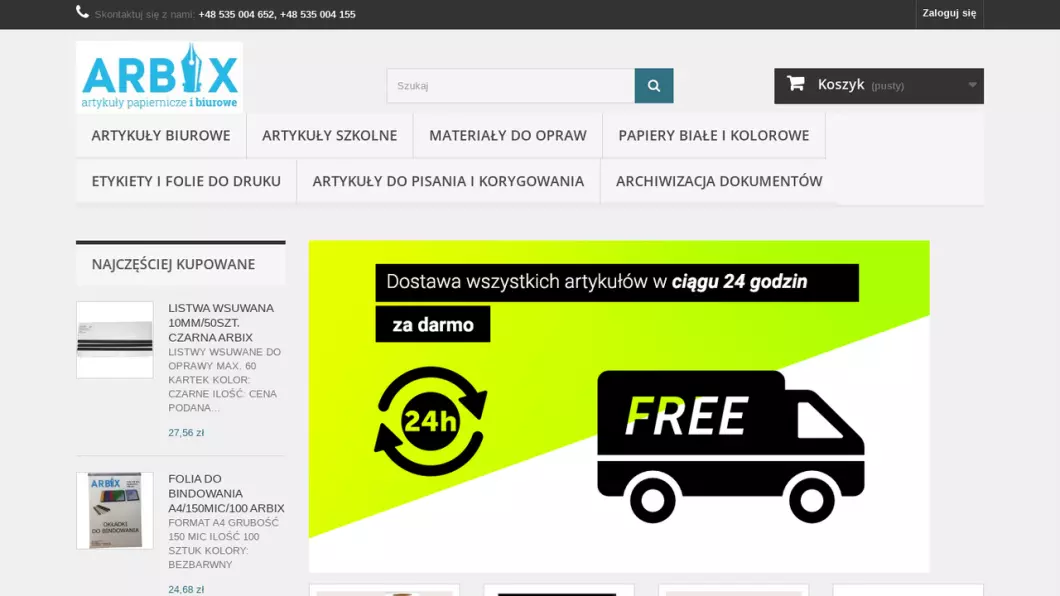 Hurtownia artykułów biurowych i papierniczych Poznań | ARBIX - podgląd